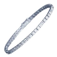 Rare Cartier Art Deco Diamond Platinum Straight Line Bracelet 8