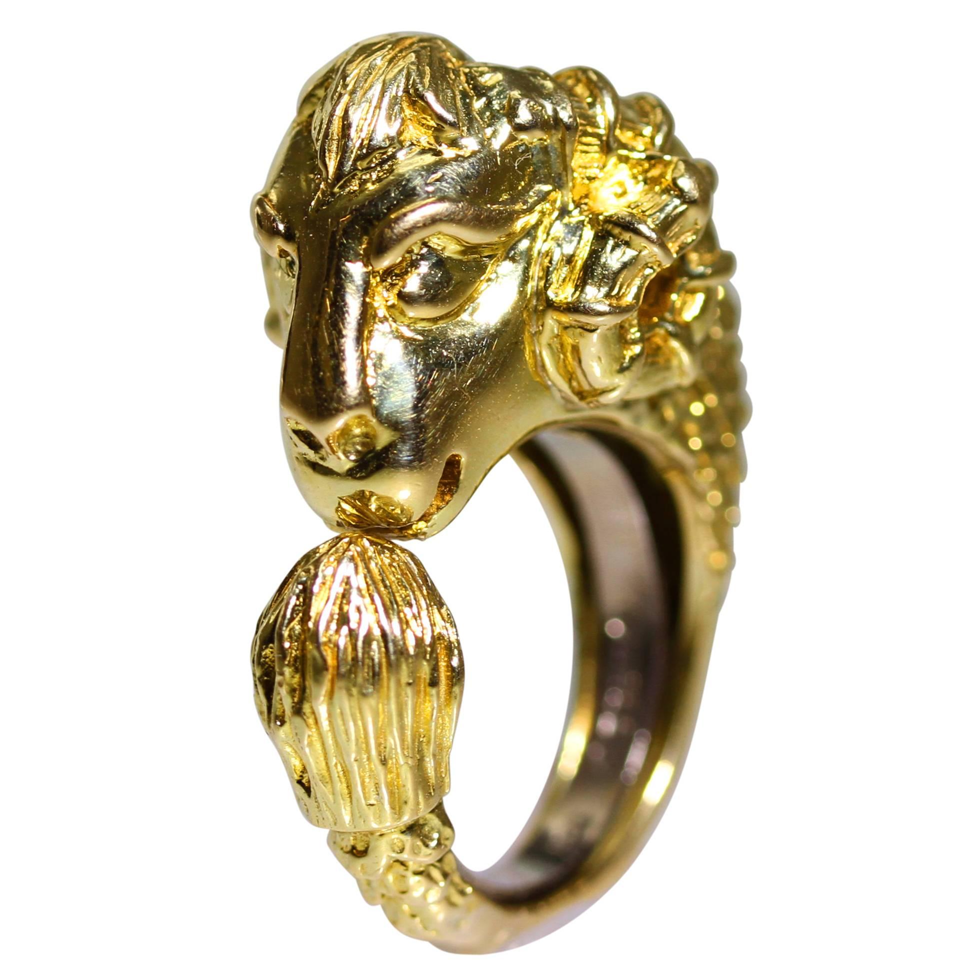 David Webb Gold Ram's Head Ring