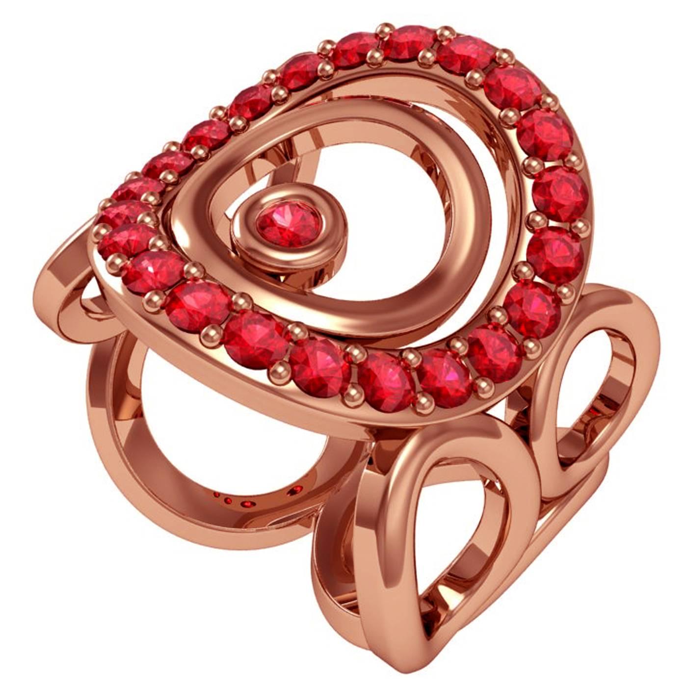 Vasily Baglaenko and Sparkles Ruby and Gold Ring For Sale