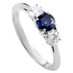 Tiffany and Co. Sapphire Diamond Platinum Ring at 1stDibs