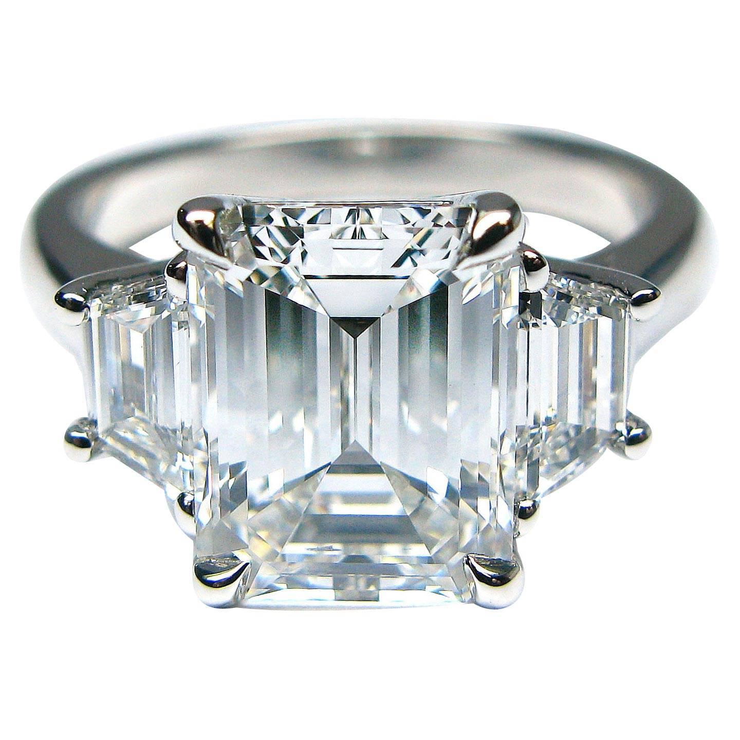 3.13 Carat Emerald Diamond Platinum Ring