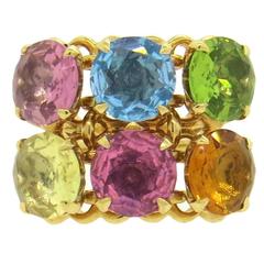 Christian Dior Multicolor Gemstone Gold Ring
