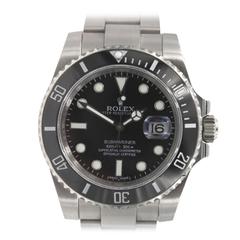 Rolex Stainless Steel Submariner Date Black Ceramic Bezel Wristwatch