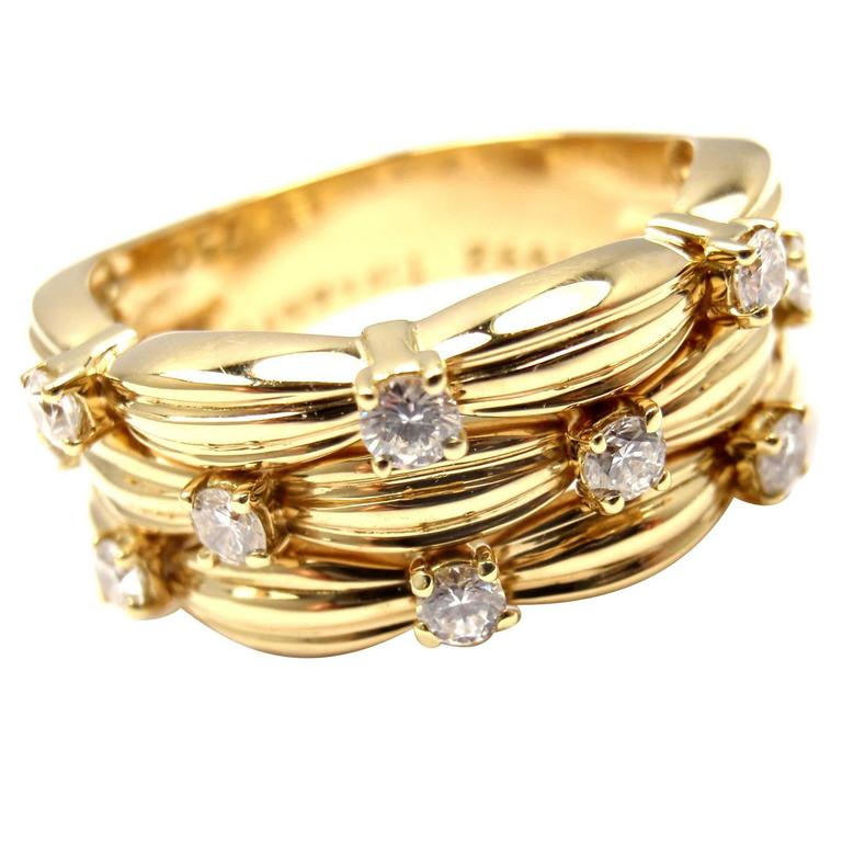 Tiffany and Co. Diamond Gold Band Ring at 1stDibs
