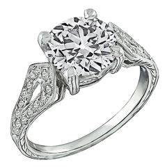 Bague de fiançailles en platine avec diamant taille vieille Europe de 2,40 carats