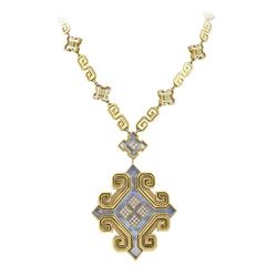 Bulgari Mother of Pearl Diamond Gold Satire Necklace 7