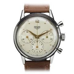 Retro Heuer Stainless Steel Chronograph Wristwatch