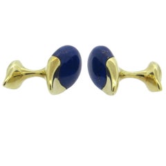 Lapis Lazuli Inlay Gold Cufflinks