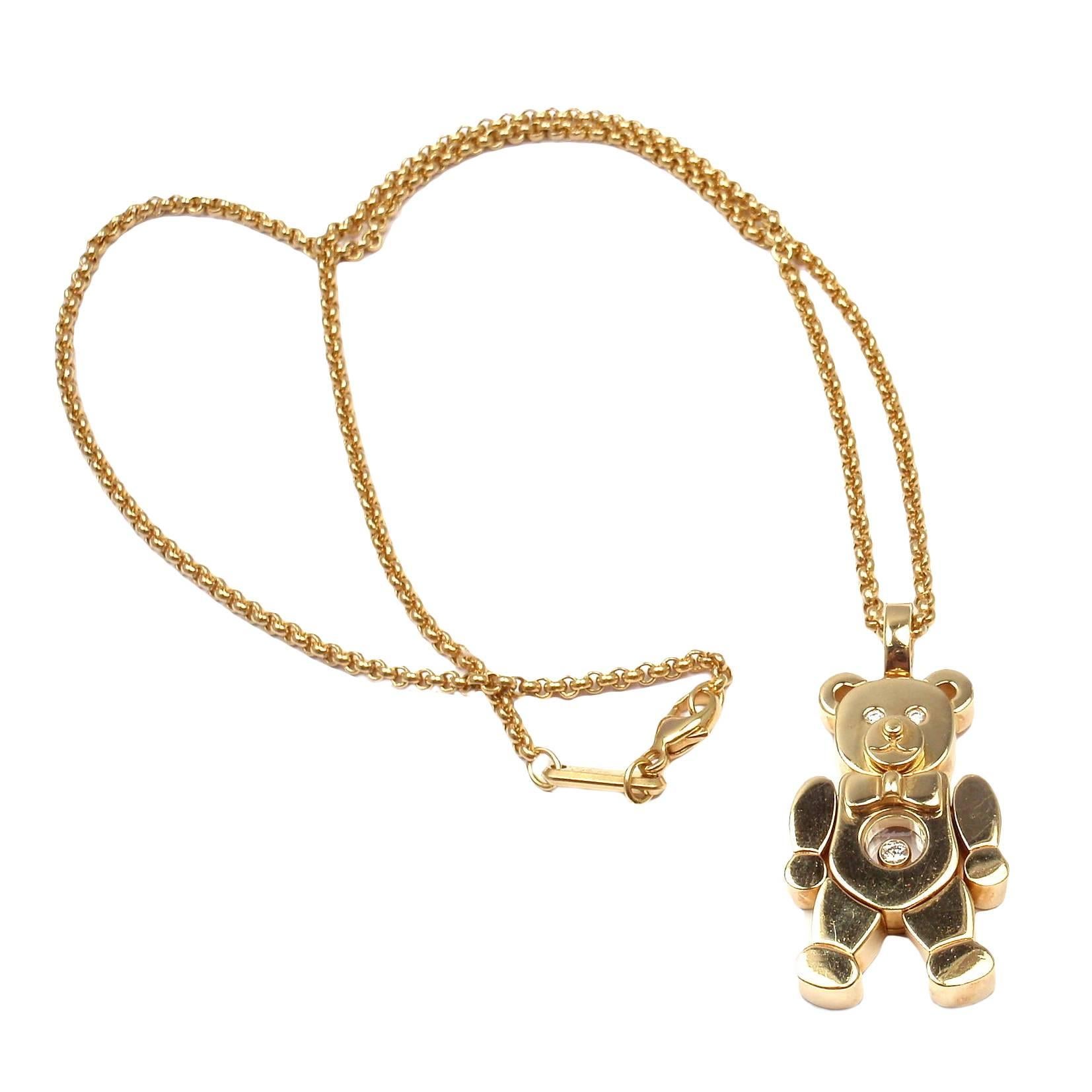 Chopard Happy Diamond Teddy Bear Gold Pendant Necklace