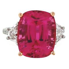 Pink Tourmaline Diamond Gold Platinum Ring