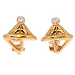 Mellerio French Diamond Gold Lamp Post Earrings
