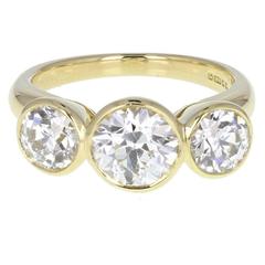 Bezel Set Diamond Three Stone 18ct Gold Ring 5