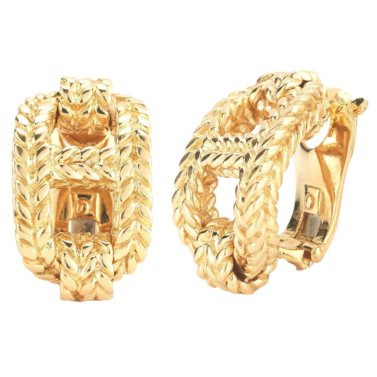 Hermes Chain D Ancre 18k Gold Earrings  