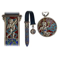 Julien Duval and Georges Le Turcq Neo-Renaissance Enamel Silver Cherub Bookmark 9