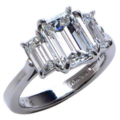 2.01 Carat GIA Cert Emerald Cut Diamond Platinum Engagement Ring