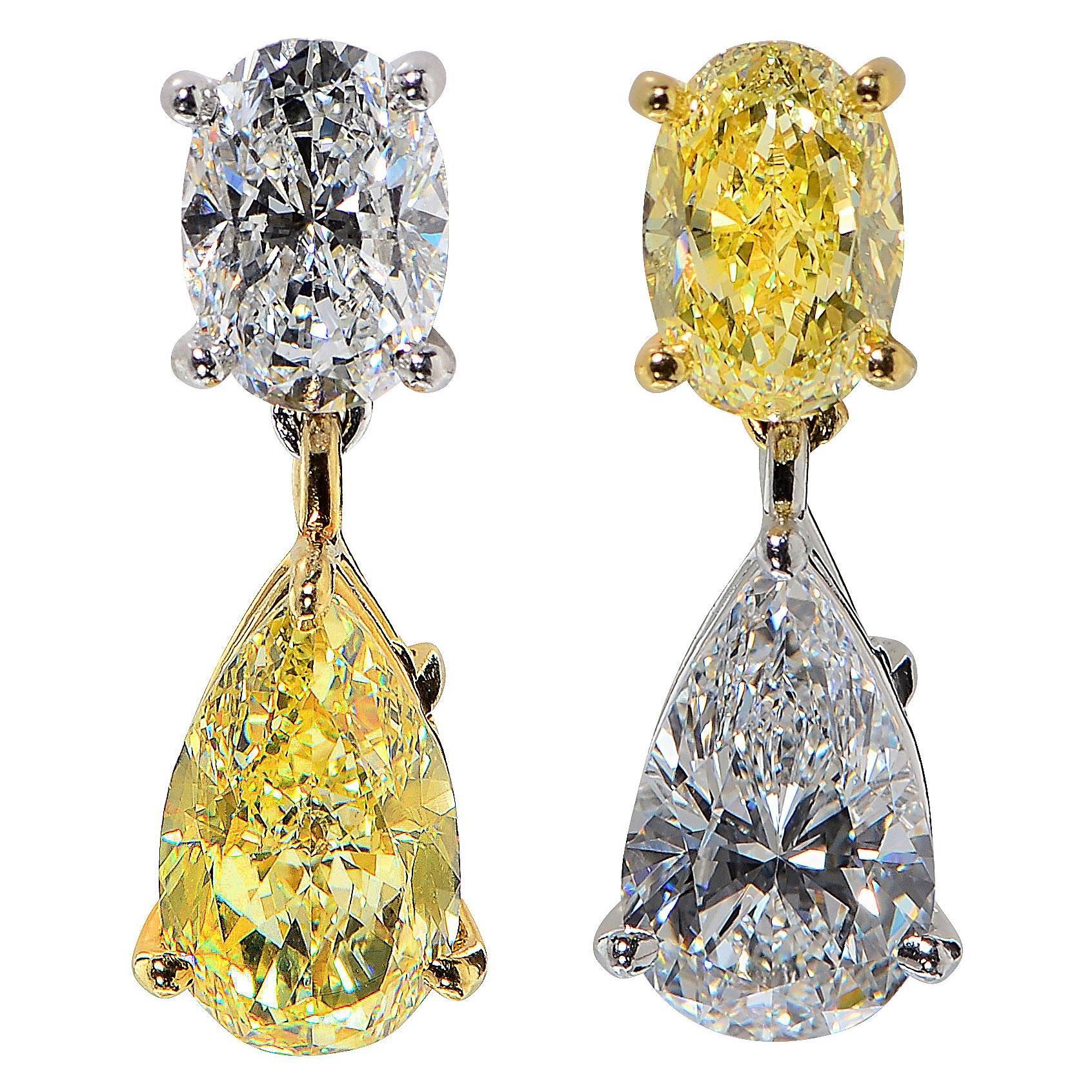 Tiffany & Co. Diamond Gold Platinum Drop Earrings