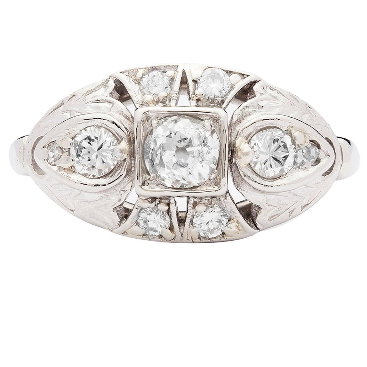 East West Diamond Platinum Ring