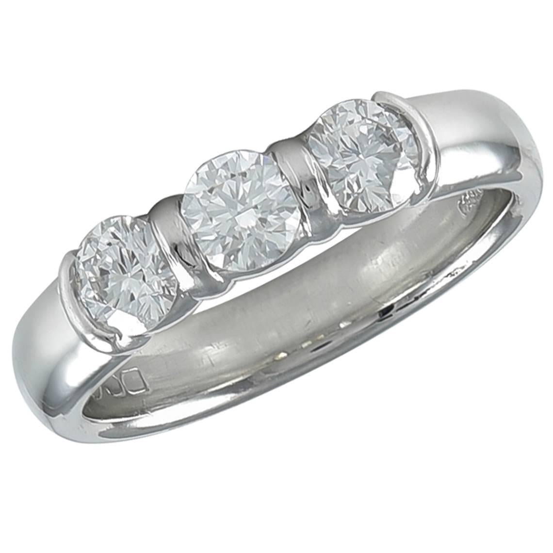 Tiffany & Co. Three Stone Diamond Platinum Ring