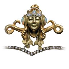 Art Nouveau Opal Diamond Gold Byzantine Princess Diadem Tiara 6