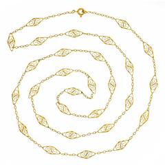 Antique 33 inch long Gold Link Necklace