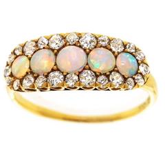 Antique Opal Diamond Gold Ring