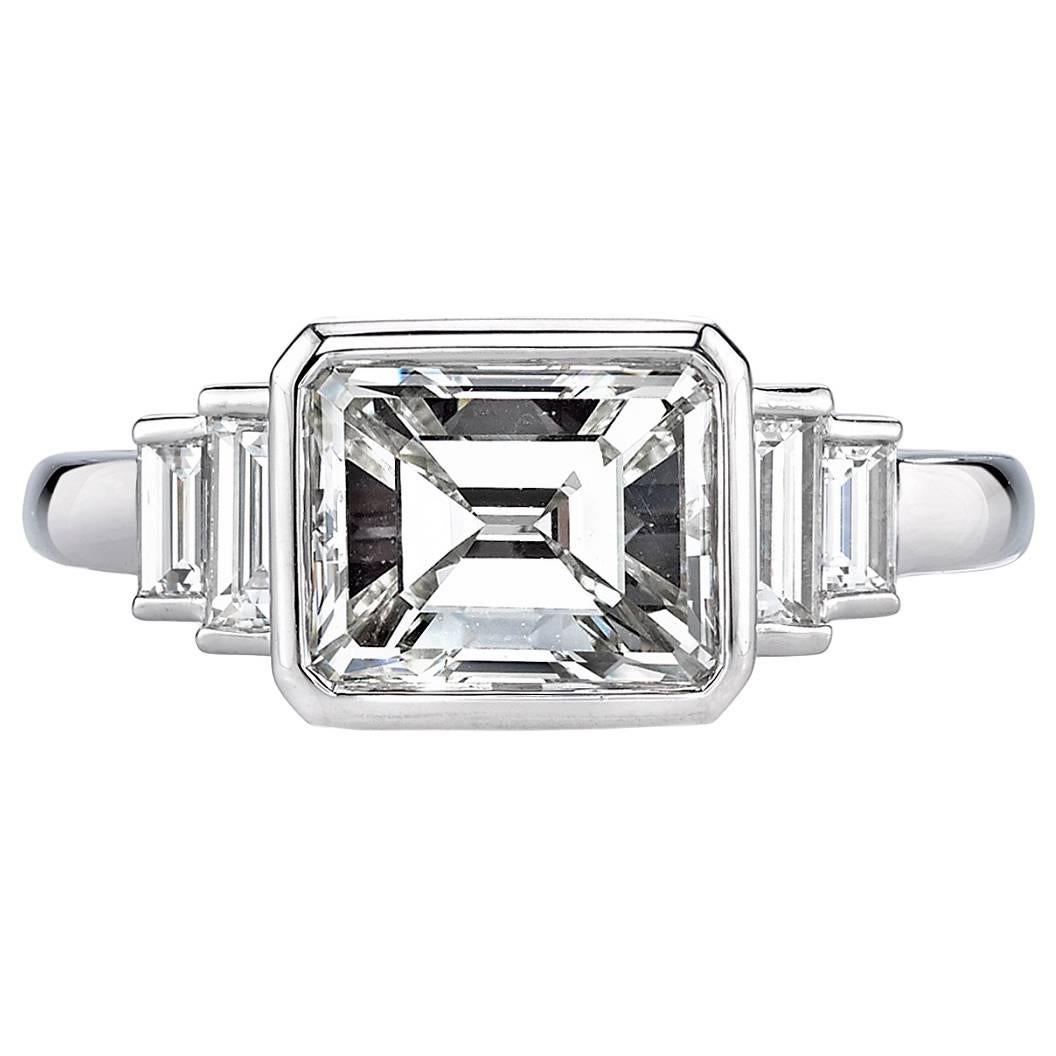 Art Deco 2.40 Carat GIA Cert Emerald Cut Diamond Platinum Engagement Ring 