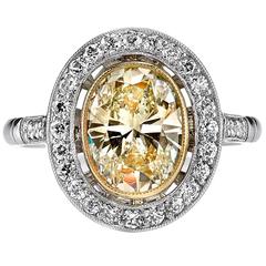 2.04 Carat Oval Diamond Gold Platinum Engagement Ring 