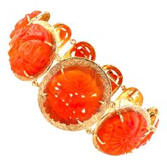 Carved Carnelian Gold Bracelet 8