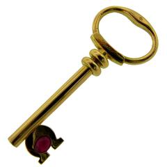 1970s Cartier Ruby Gold Key Pendant Charm
