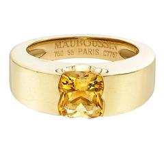 Anello a fascia con citrino in oro Mauboussin