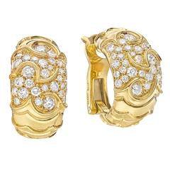 Marina B Diamond Gold Onda Wave Hoop Earclips