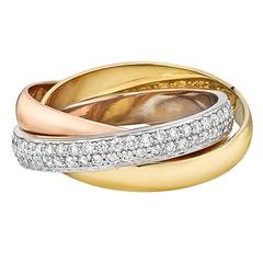 Cartier Small Diamond Tricolored Gold Trinity Ring