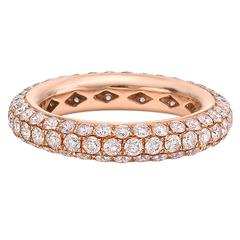Daniel K Fancy Pink Diamond Gold 3-Row Band Ring
