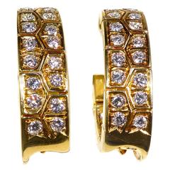 Van Cleef 
Arpels Diamond Gold Hoop Earrings
