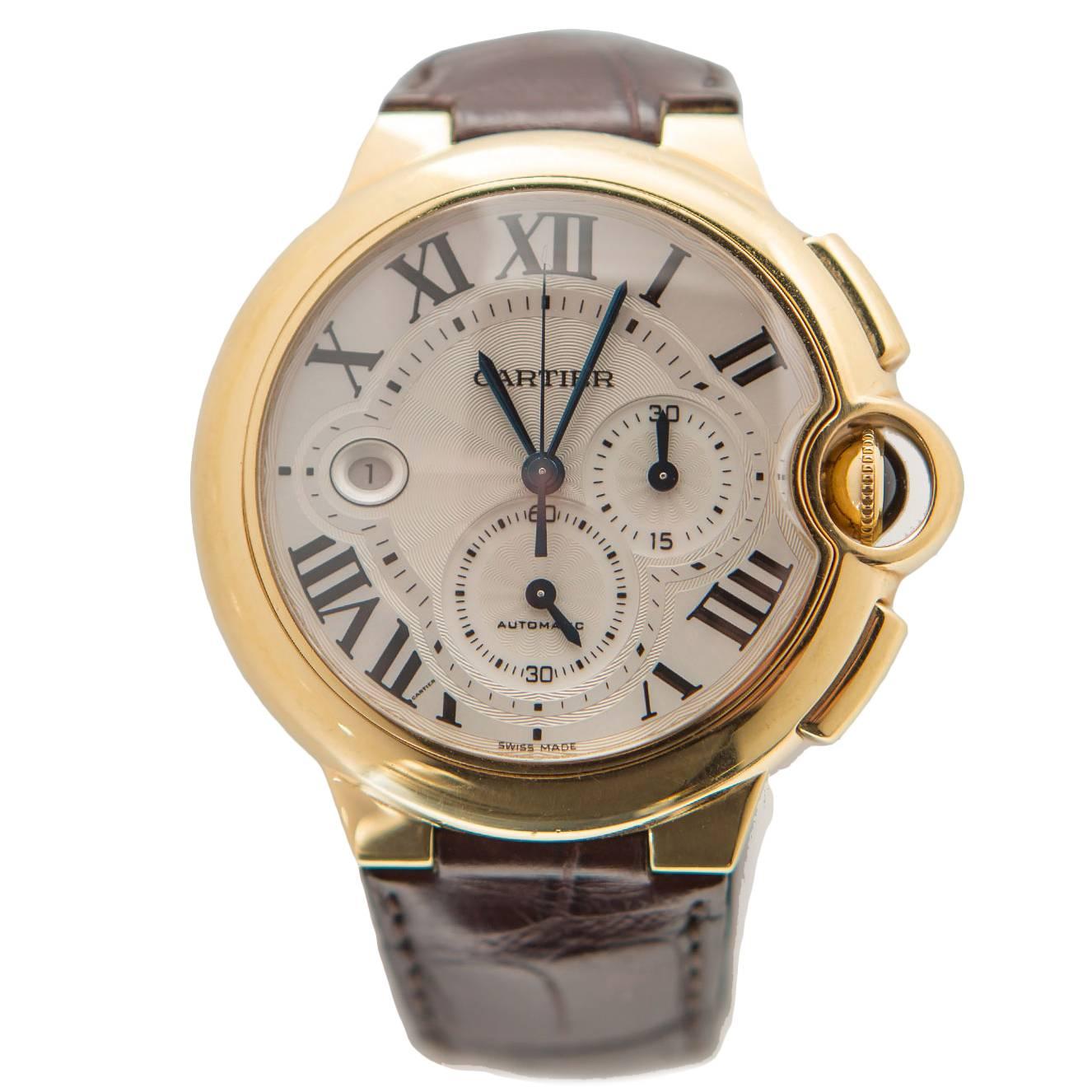 Cartier Yellow Gold Ballon Bleu XL Chronograph Automatic Wristwatch