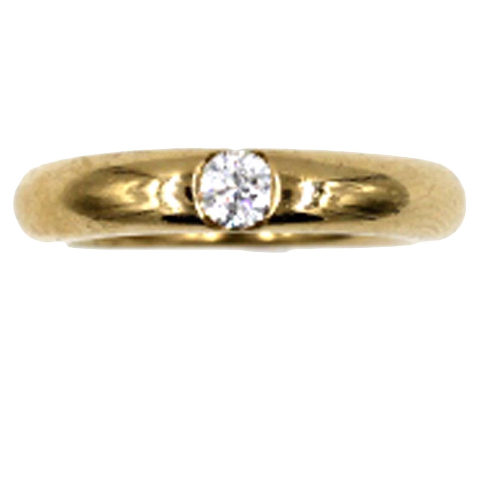 Cartier Solitaire Diamond Gold Band Ring 