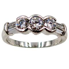 Classic Diamond Platinum Three Stone Engagement Ring 10