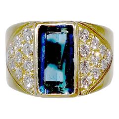 Blauer Turmalin Diamant Gold Ring