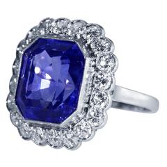 Sri Lankan GIA Cert Sapphire Diamond Platinum Ring