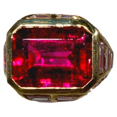 Fine Rubelite Diamond Gold Ring