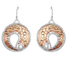 Champagne Rosecut Diamond Gold Paisley Dangle Earrings