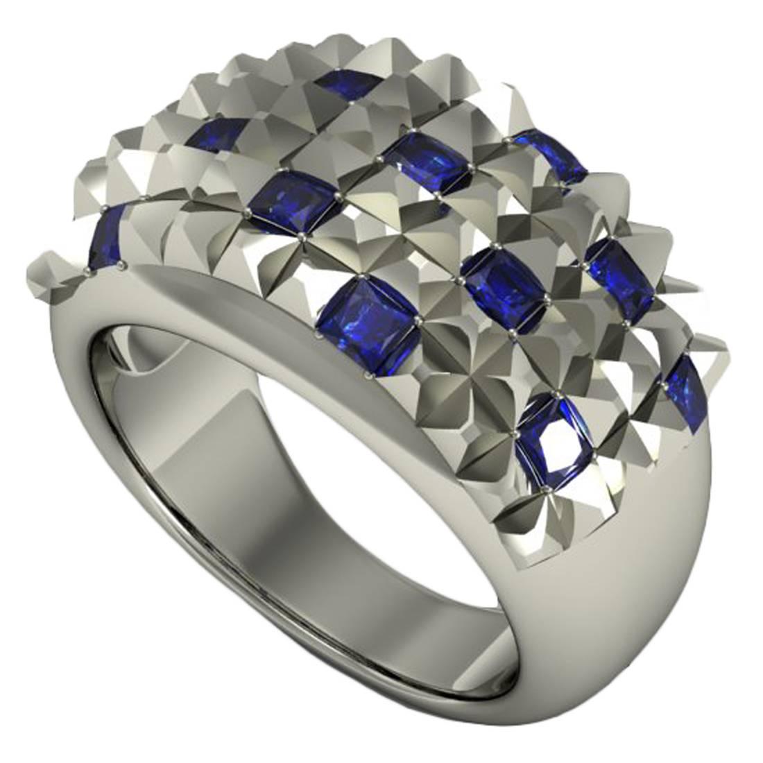 Barbara Nanning and Sparkles Sapphire Gold Ring For Sale