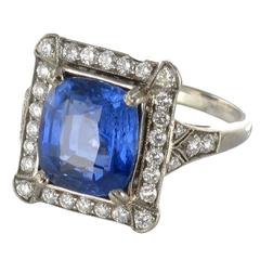 French Ceylon Sapphire Diamond Gold Ring 12