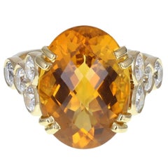 Citrine Diamond Gold Ring 