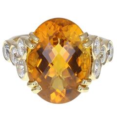 Citrine Diamond Gold Ring 9