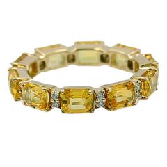 Sapphire diamond gold eternity band ring