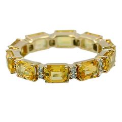 Sapphire diamond gold eternity band ring 9