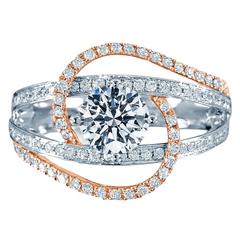 1.86ct Round Cut Two Tone By Pass Engagement Ring