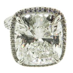 Extraordinary 11.04 Carat GIA Cert Cushion Diamond Platinum Engagement Ring