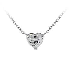 2.05 Carat GIA Cert Heart Shaped Brilliant Diamond Gold Pendant Necklace